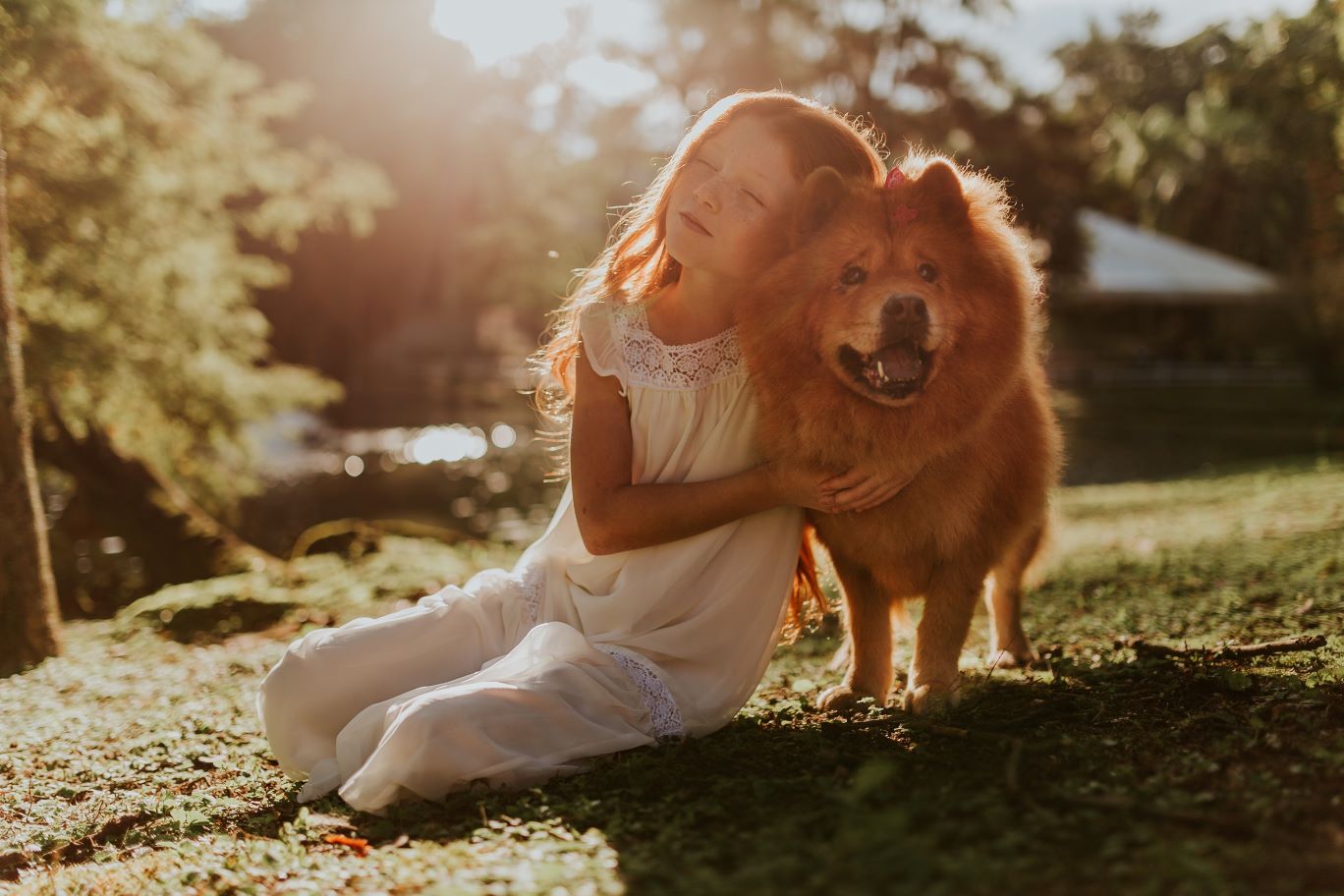 garotinha abraçando um cachorro representando o post sobre animais de estimação em inglês
