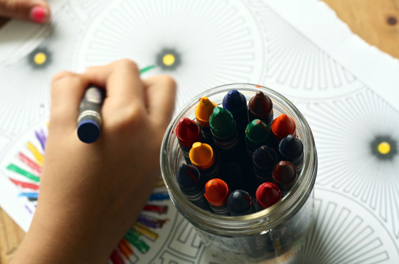 Mão de uma criança desenhando representando o post sobre much e many